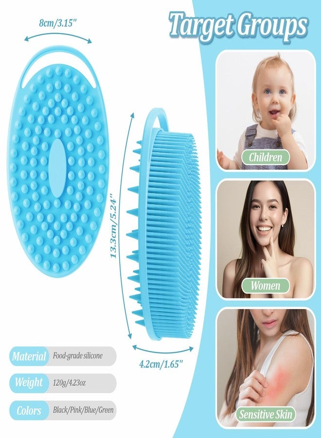 GEENOA Soft Silicone Body Scrubber 2PCS, 2-in-1 Bath & Shampoo Brush with Dual-Side Usage, Hygienic Silicone Loofah Shower Scrubber for Gentle Exfoliating & Good Lathering(Bluex2) - Image 2